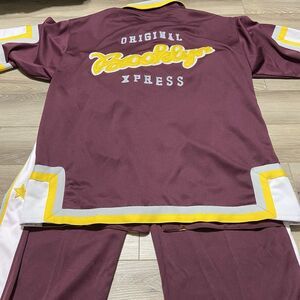 Brooklyn‎ Xpress Basketball Snap Warm Up Suit Jacket With Pants Men's XXL Maroon
